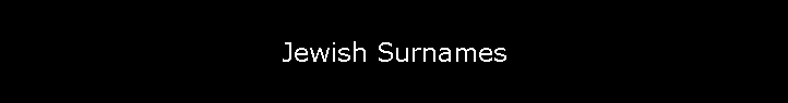 Jewish Surnames