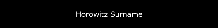 Horowitz Surname